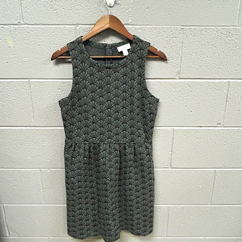 LOFT Womens Gray Black Geometric Knit A-Line Dress 122-406334 Size 4